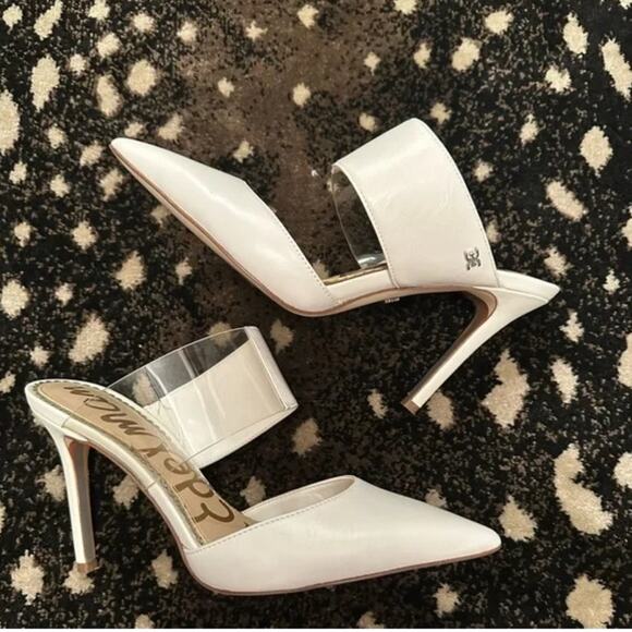 🎉 Sam Edelman Hope Stiletto Mule Pump - Bright White Nappa Leather! - Picture 3 of 7